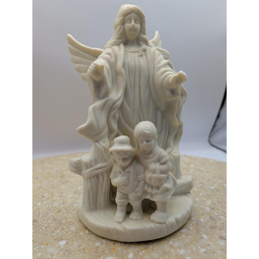 VINTAGE CERAMIC PORCELAIN  GUARDIAN ANGEL BOY/ GIRL NIGHT LIGHT LAMP 7" TALL